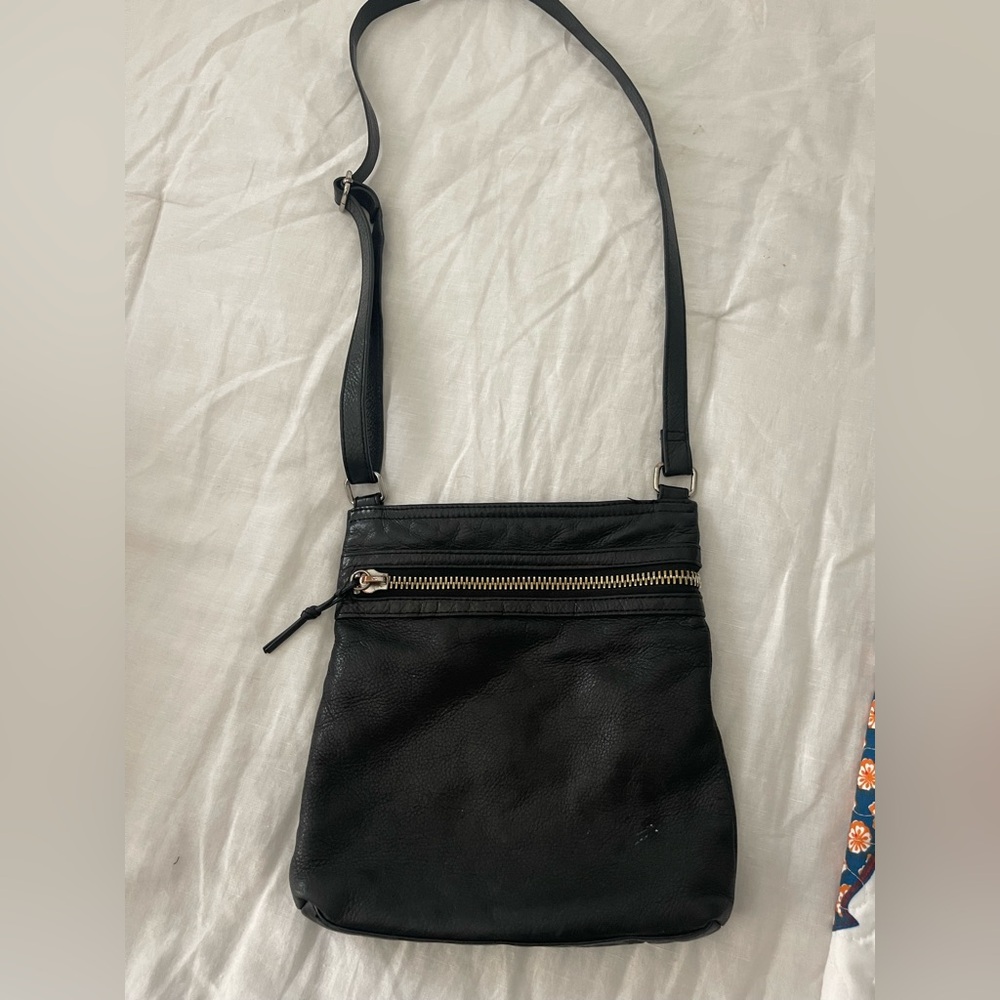 margot Black Leather Crossbody Bag